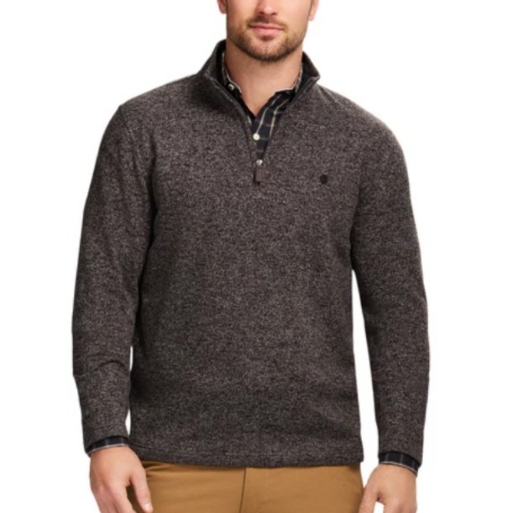 Izod Fleece Charcoal Quarter-Zip Pullover Mens Size XXL NEW!